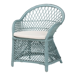 bali & pari Casilda Bohemian Light Blue Braided Rattan Arm Chair